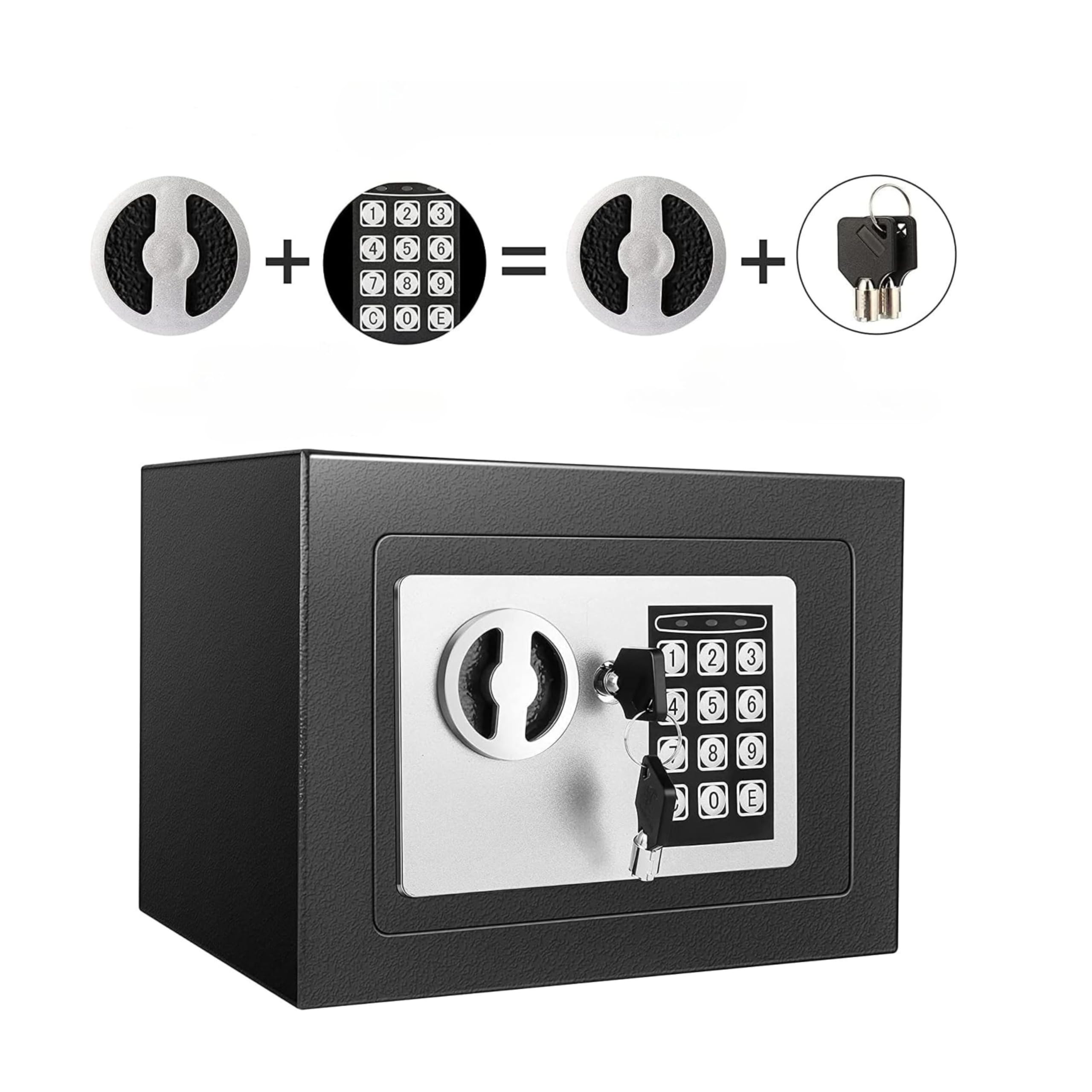YASTA Cassaforte a muro con chiave e Combinazione Numerica Elettronica 23x17x17 Cm 6L Cassetta Di Sicurezza Da Incasso