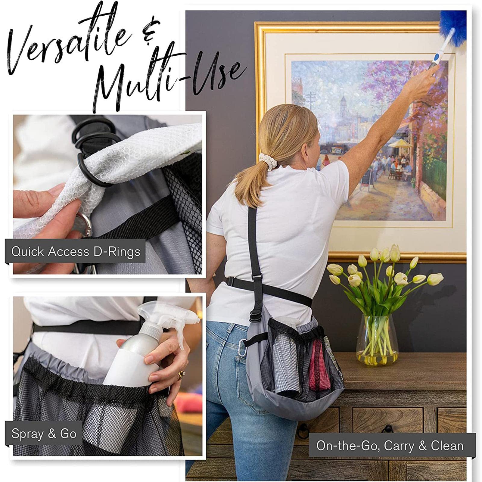 5 Cintura Porta Attrezzi - da Cintura, da Cintura per Attrezzi su Un Lato, Grembiule da Lavoro per Attrezzi da Lavoro, Design a Tasche Multiple, Cintura Regolabile