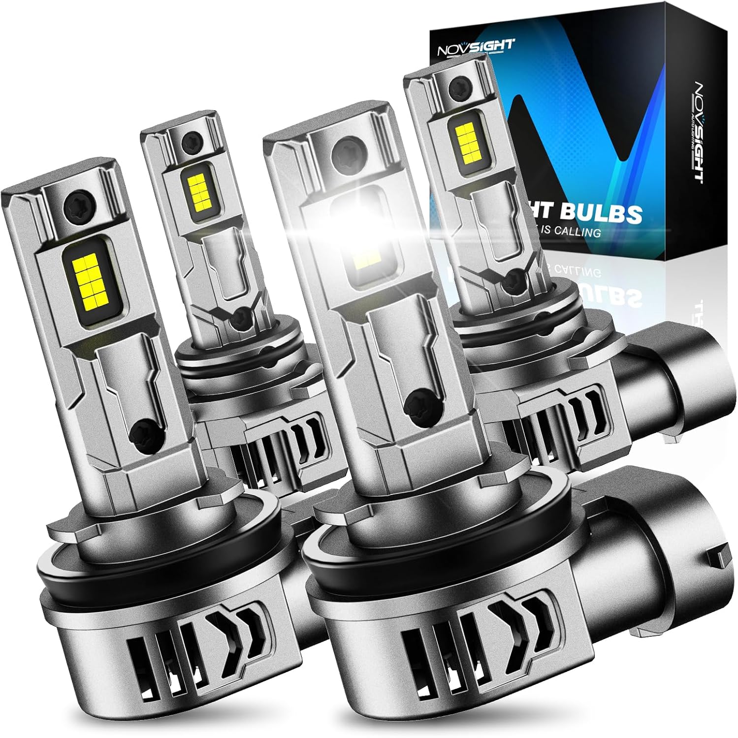 NOVSIGHT 𝟵𝟬𝟬𝟱 𝟵𝟬𝟬𝟲 Fog Bulbs Upgrade, 800% Brighter 96,000LM, 180W Performance, Plug and Play 1:1 Mini Size Design, 5-Min Installation, 100,000+ Hour Lifespan, IP68 & CANbus Free, Pack of 4