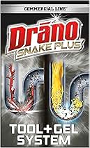 Gel Drain Clog Remover and Cleaner 16oz and Snake Plus Tool 23 inches, Unclogs tough blockages, Commercial Line