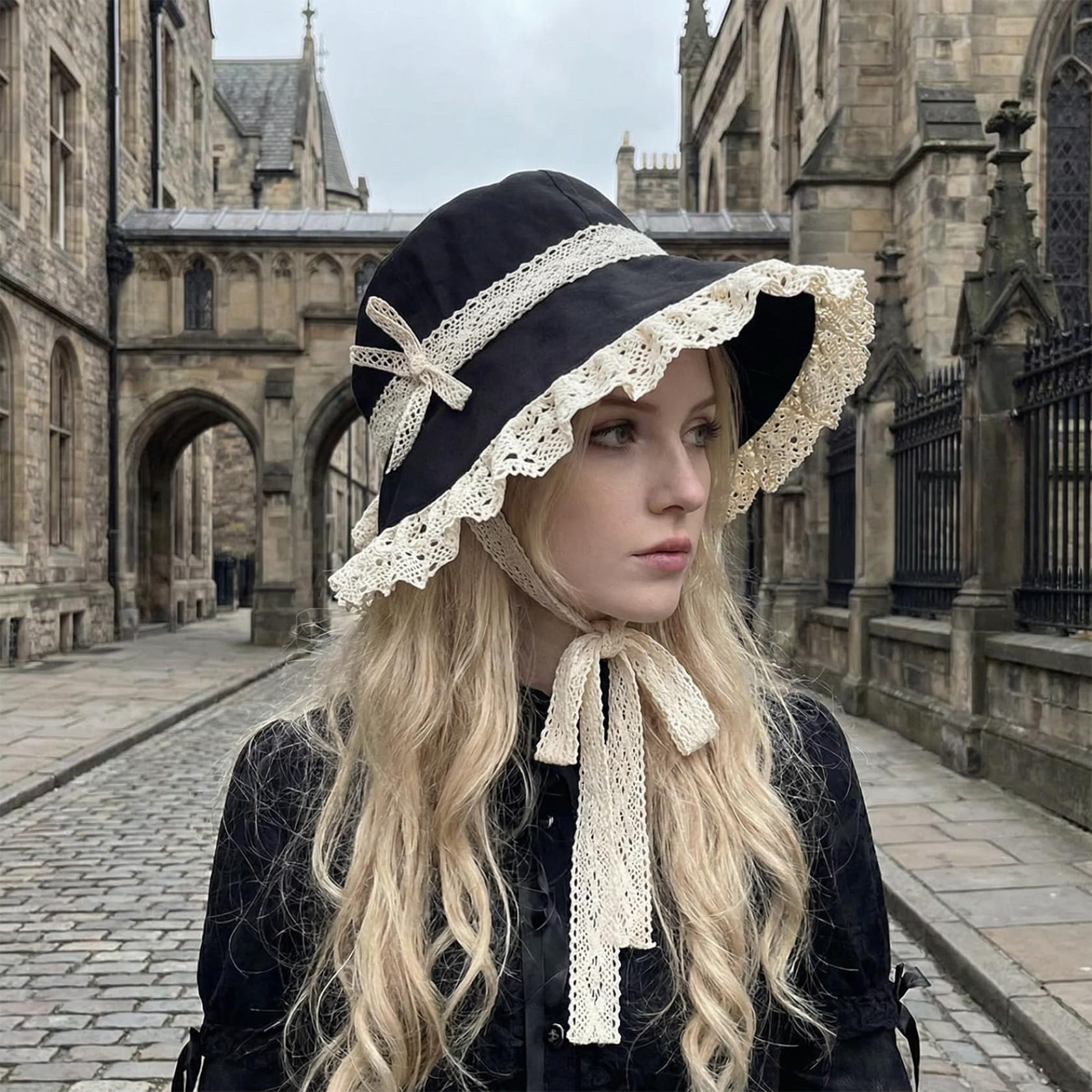 Cappelli vittoriani da Donna, Cuffia vittoriana con Visiera in Pizzo e Cappelli a Nastro da Donna Cappello Elegante e Traspirante