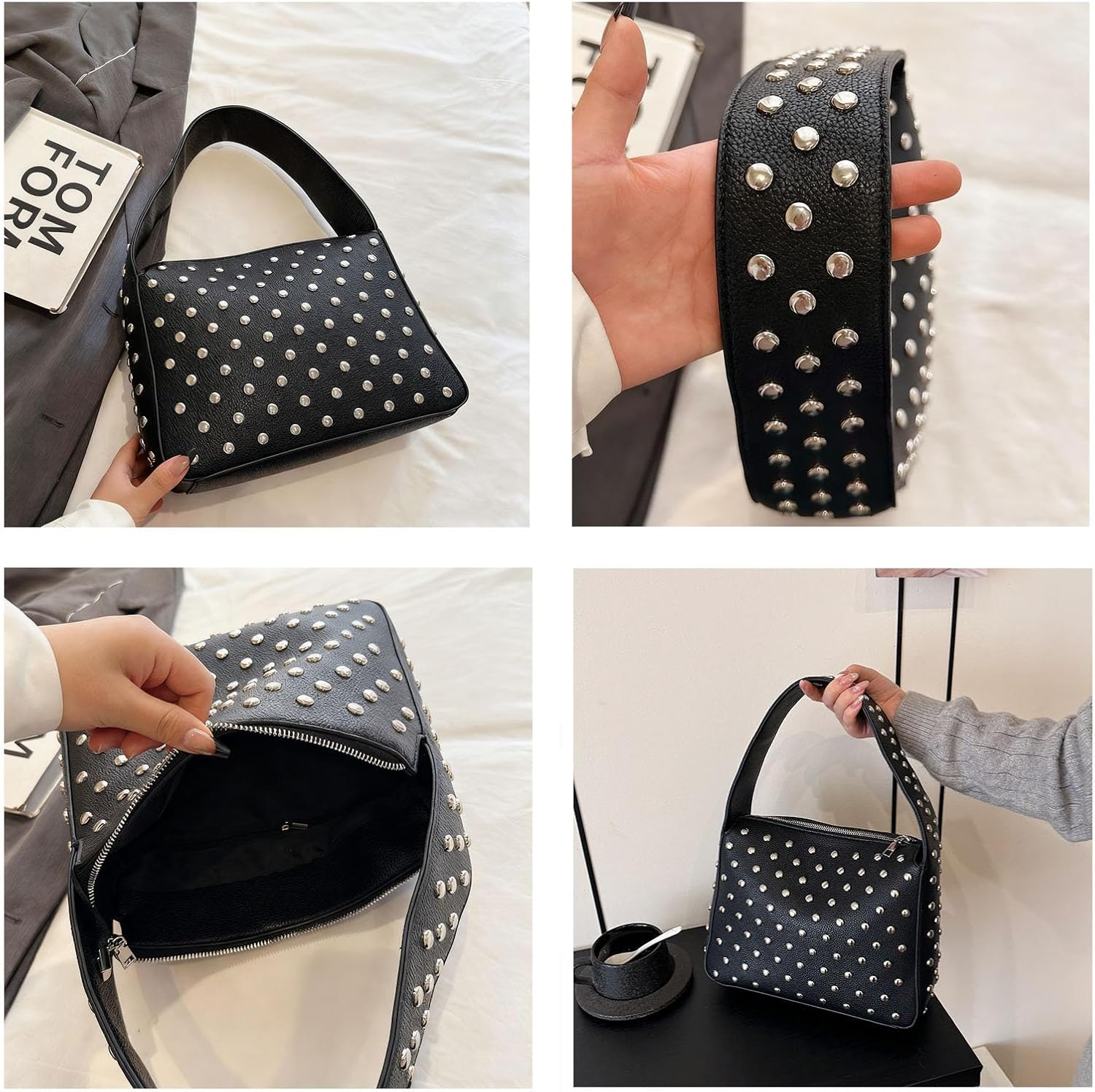 Studded Purses Y2k Shoulder Bag 90s Punk Women Small Shouder Purse Vegan Leather Designer Handbags Streetwear - Image 2