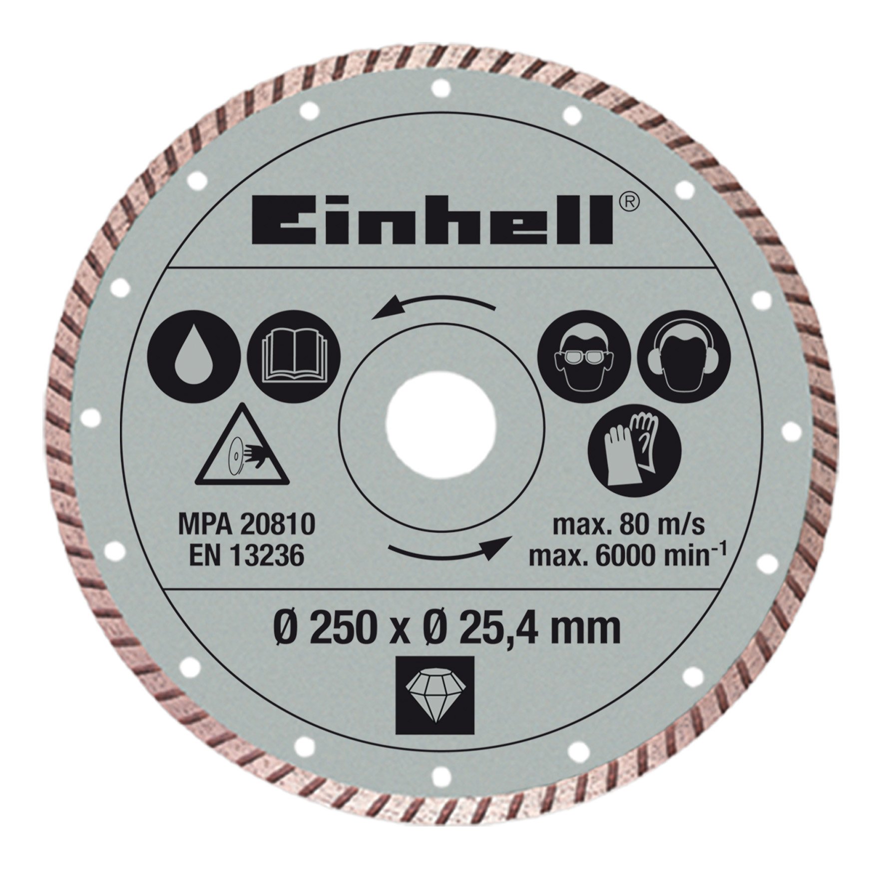 Einhell 4301177 Disco Diamantato Turbo, 250 X 25, 4 mm 1 Pezzo