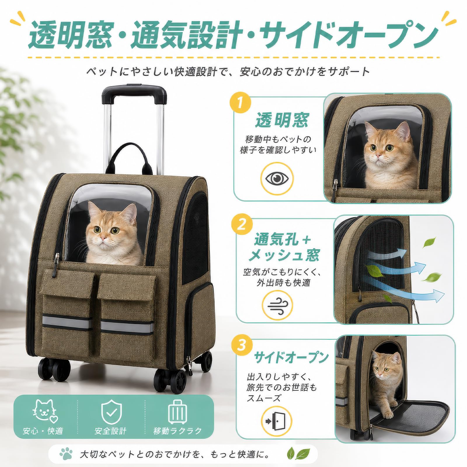 Amazon.co.jp: ペットキャリーカート 3WAY 耐荷重15kg以内 猫 小型犬