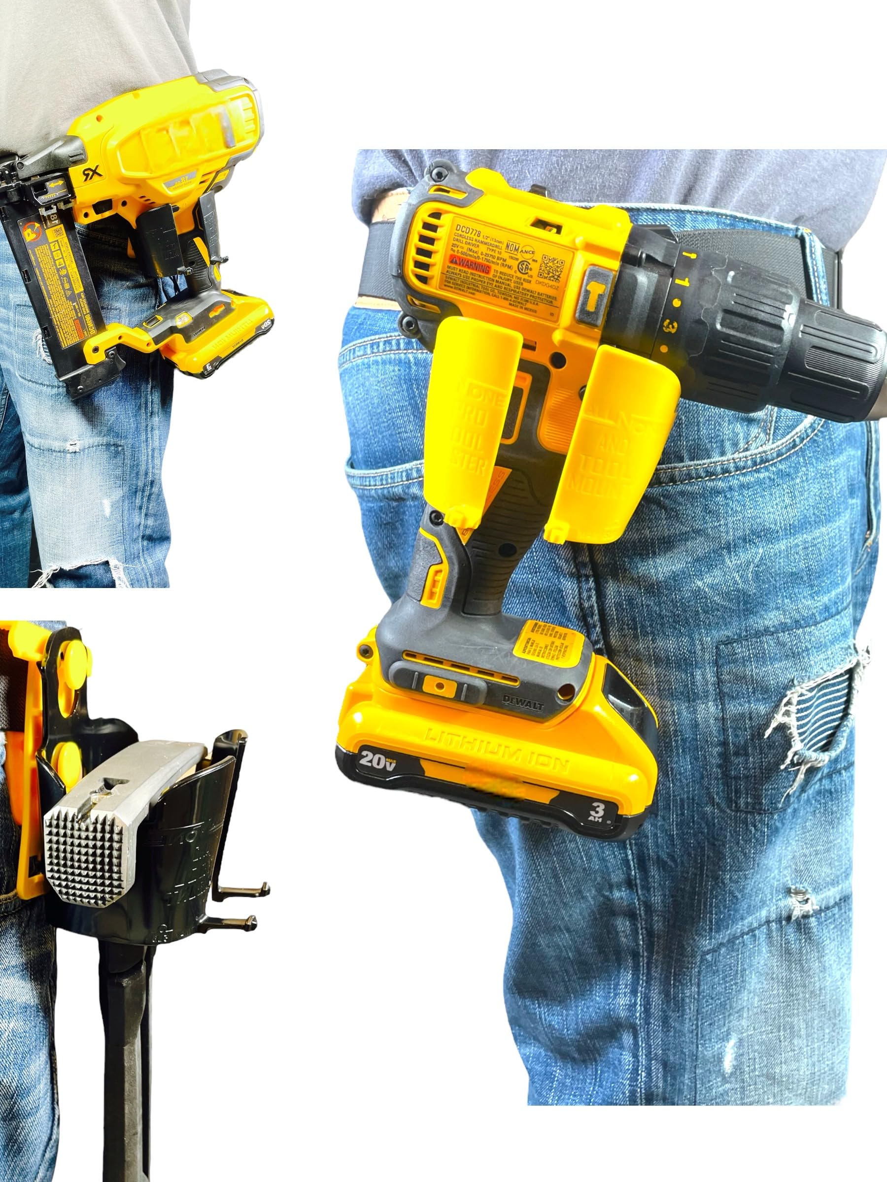 All-N-One PRO Tool Holster and Tool Organizer | Drill Gun Holster | Hammer Holster | Nail Gun Holster | Sqeed Square Holster | Hammer Loop
