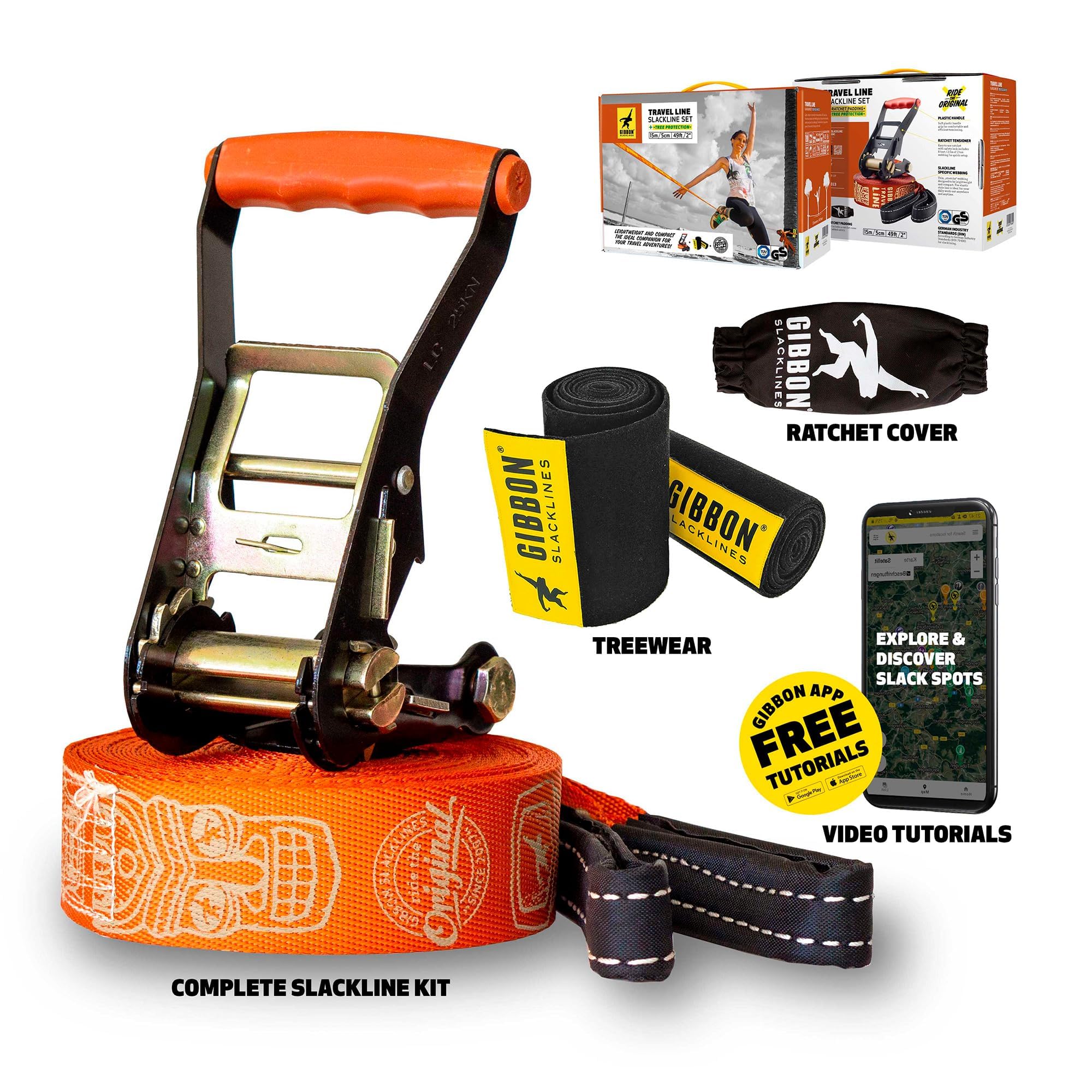 Amazon.com : GIBBON TravelLine Slackline with TreeWear - Portable