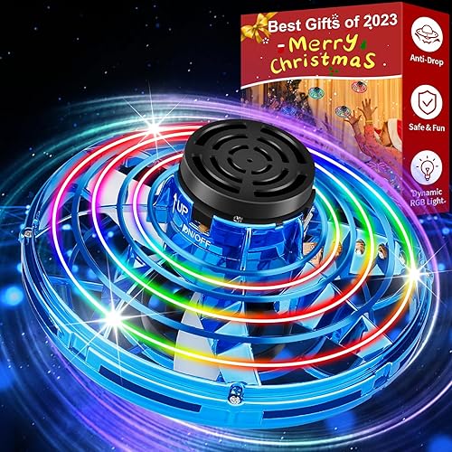 Spinner volador, mini dron giratorio volador mejorado 2023 con rotación de 360 y luces LED para interiores y exteriores, mini dron de juguete OVNI