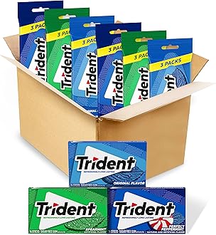 Trident Sugar Free Gum Variety Pack, Spearmint, Perfect Peppermint & Original Flavors, 18 Packs of 14 Pieces (252 Total Pieces)