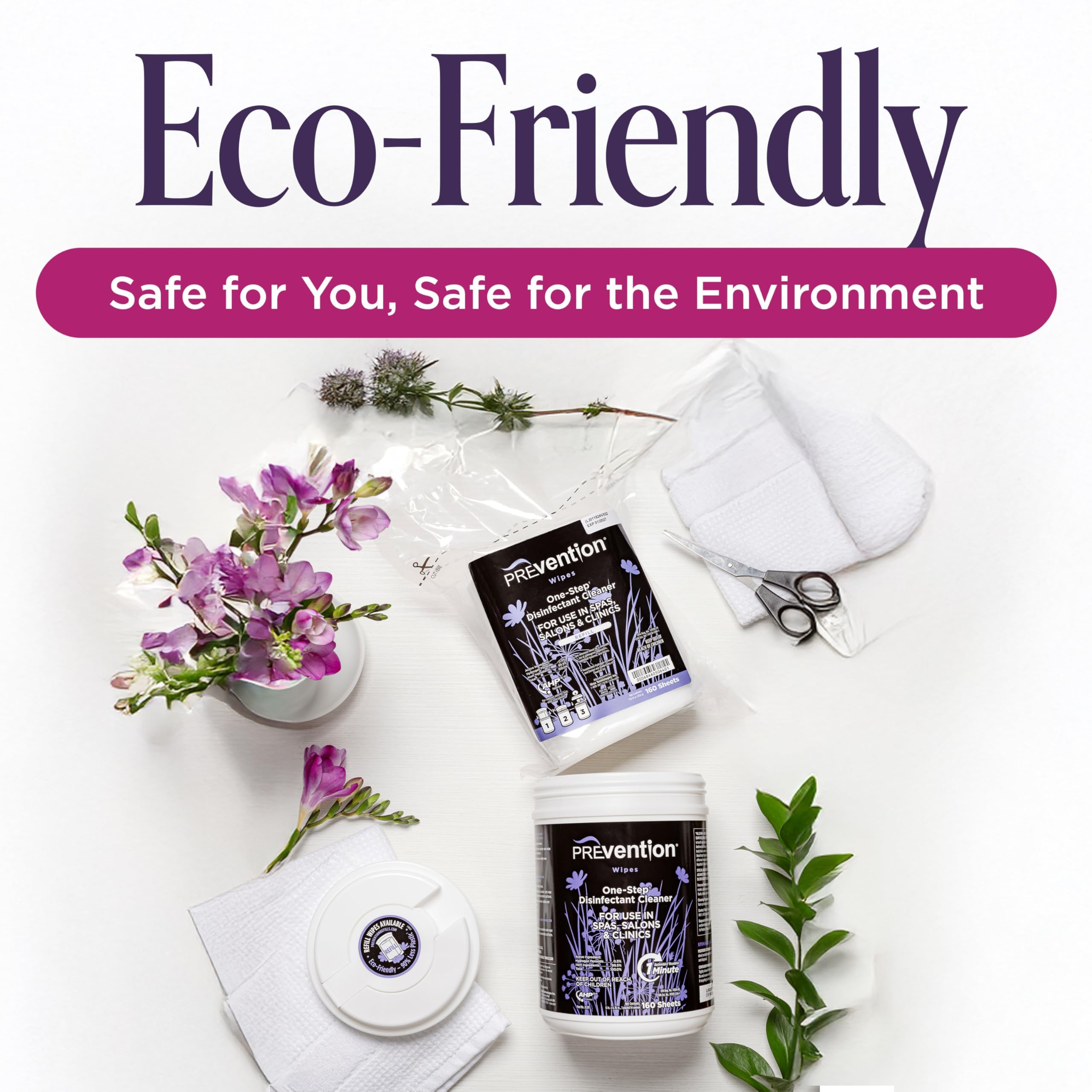 Prevention Salviette disinfettanti multiuso – Salviette detergenti per saloni, spa, cliniche, studi, salviette igienizzanti per superfici ospedaliere – 160 salviette per sacchetto di ricarica