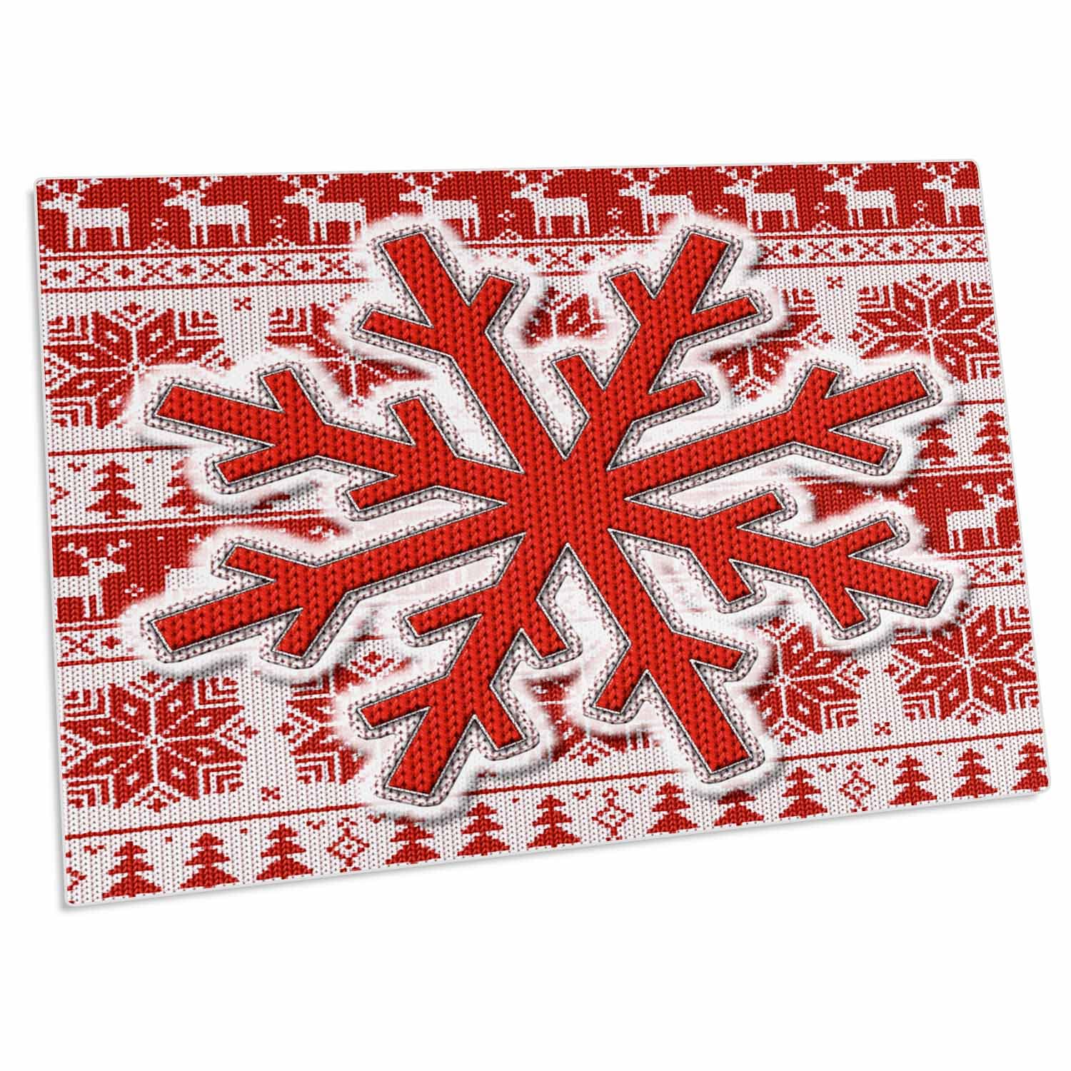 3dRose Red and White Knit Snowflake on Needlework Patterned... - Desk Pad Place Mats (dpd-269564-1)