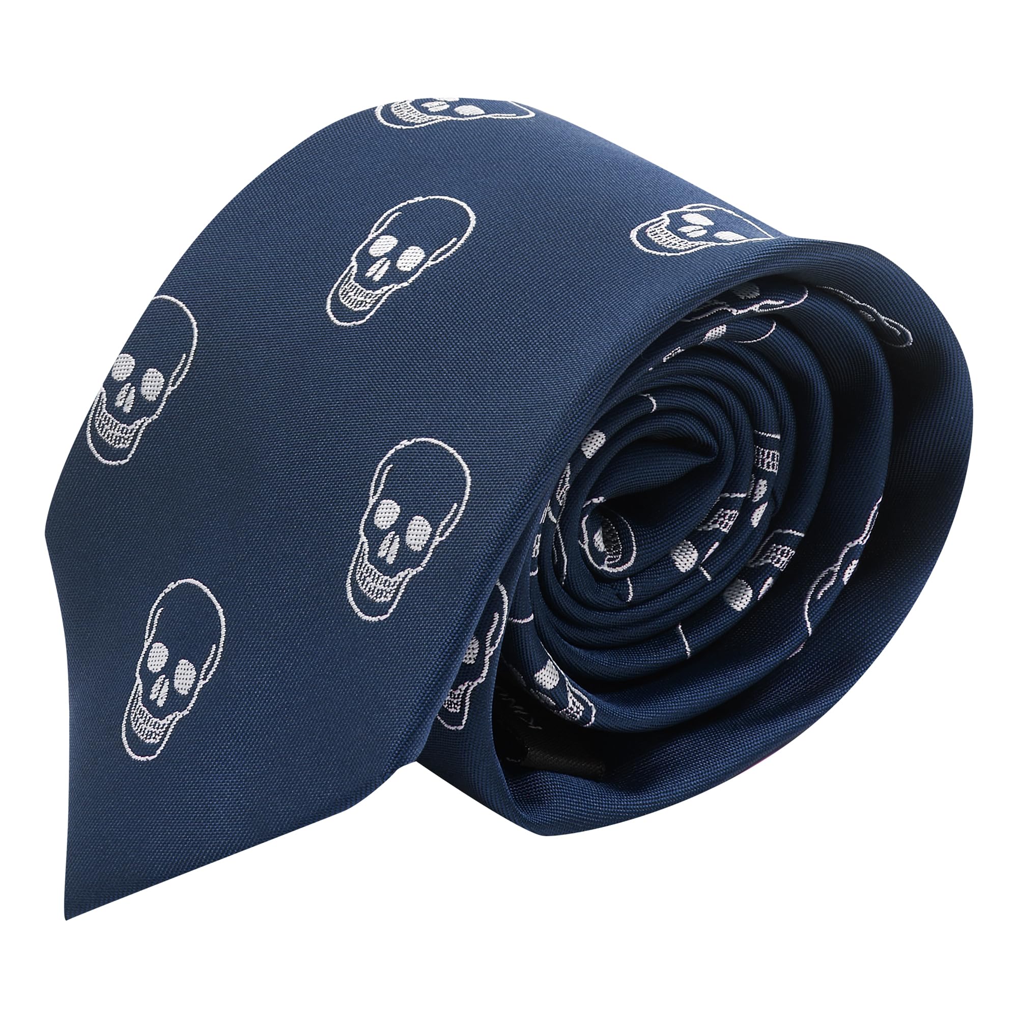King & Priory Navy Blue Embroidered Skull Tie