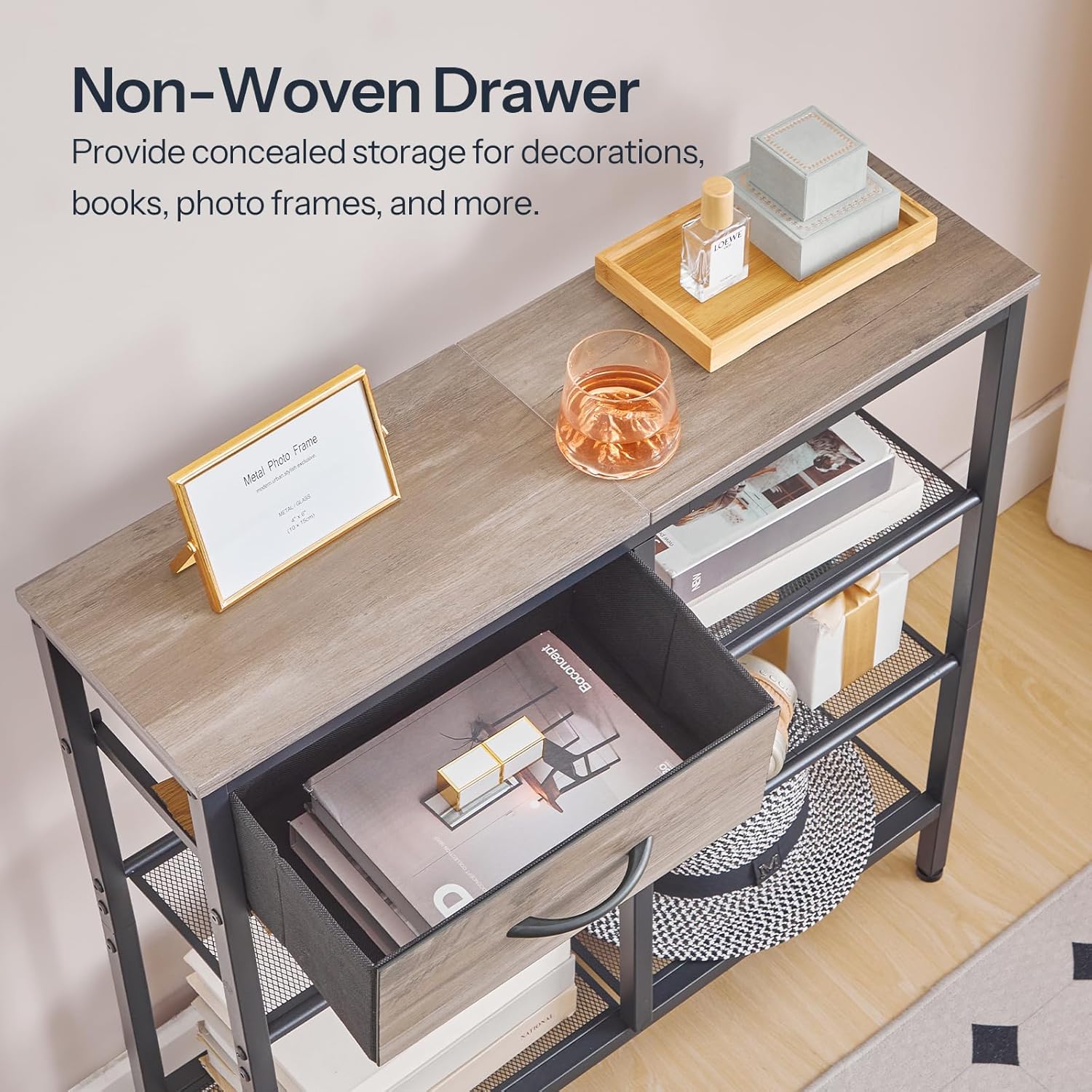 Close-up of non-woven fabric drawer