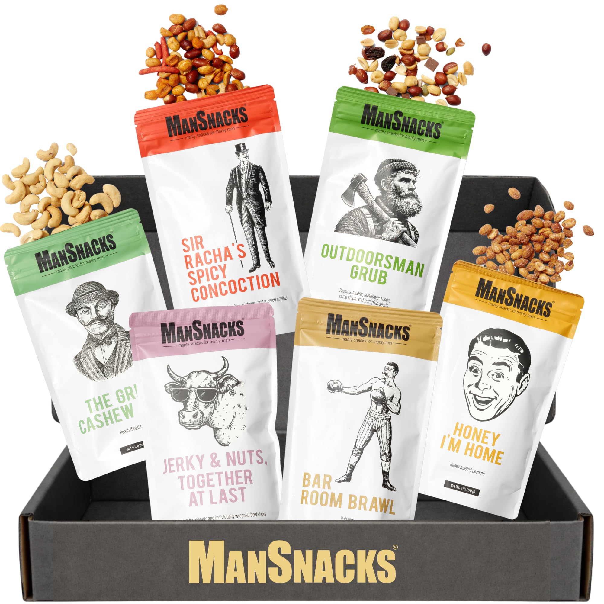Nuts Gift Basket for Men | 6 Delicious Flavors of Gourmet Nuts | For Men, Dad, Husband, Son