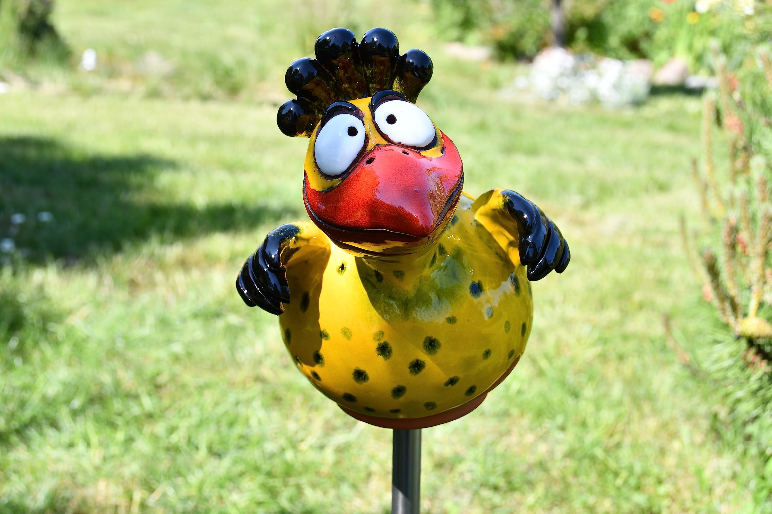 Gartenstecker Keramik Handgefertigt - Gartendeko für Draußen Wetterfest - Garten Deko Keramik - Gartenfiguren & Gartenstatuen - Vogel
