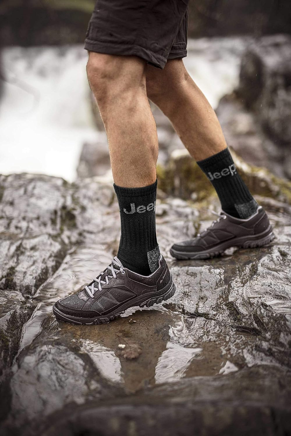 Jeep Men's Luxury Terrain Cotton Boot Socks, Thick Cushioned Socks for Boots, Heavy Duty, Outdoors, Walking, Camping and Hiking, Assorted Colour 3 Pair Pack 6-11 Black/Charcoal