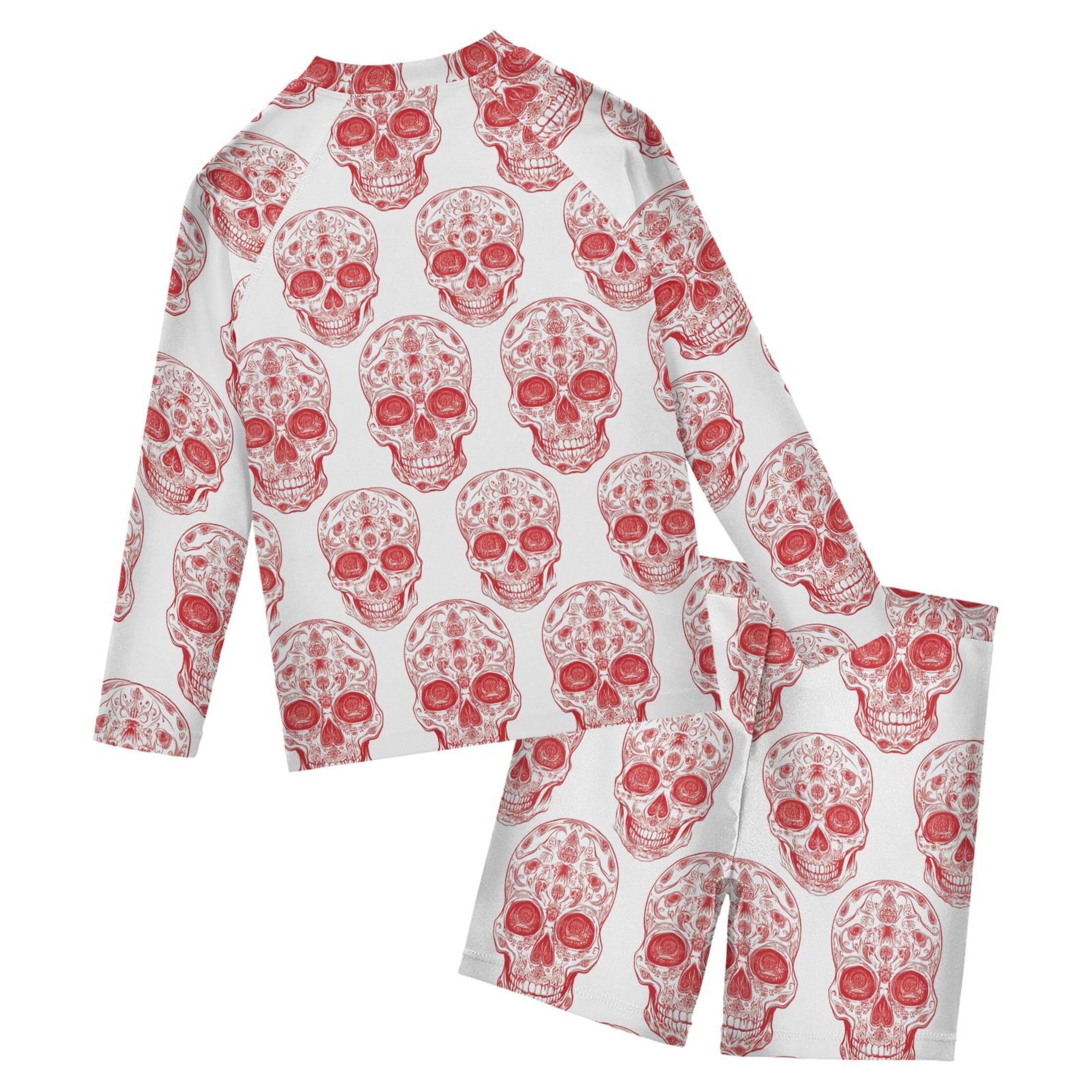 Red Skull Baby Boys' Toddler Long Sleeved Rashguard Swim Bathing Suit Set B0404377