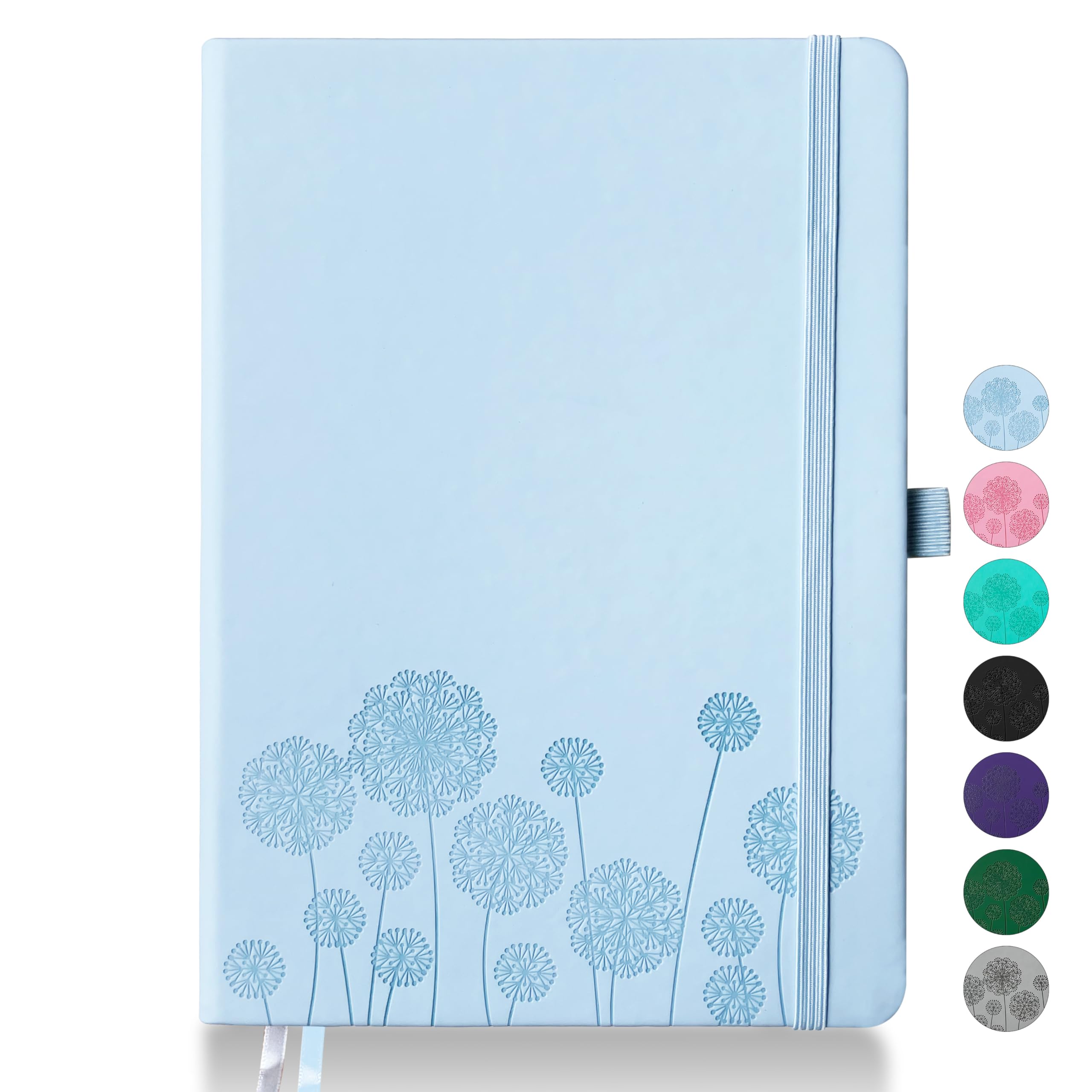 Qefuna Notebook Journal for Women,A5 Hardcover Leather Journaling Notebooks for Work,200 Pages Travel Journal for Women Men with Pen Holder and Ribbon