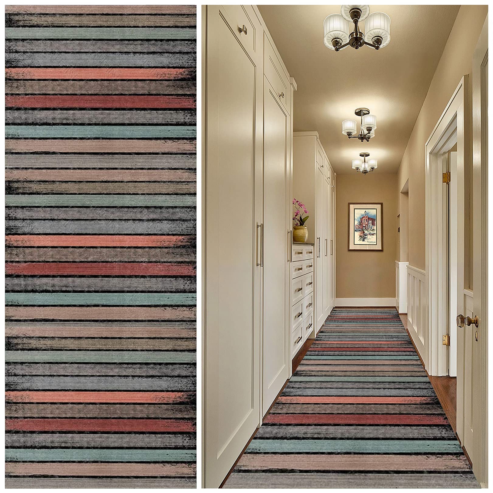 Alfombra de pasillo 80x120cm antideslizante adaptable a escaleras interiores y bajo sofá
