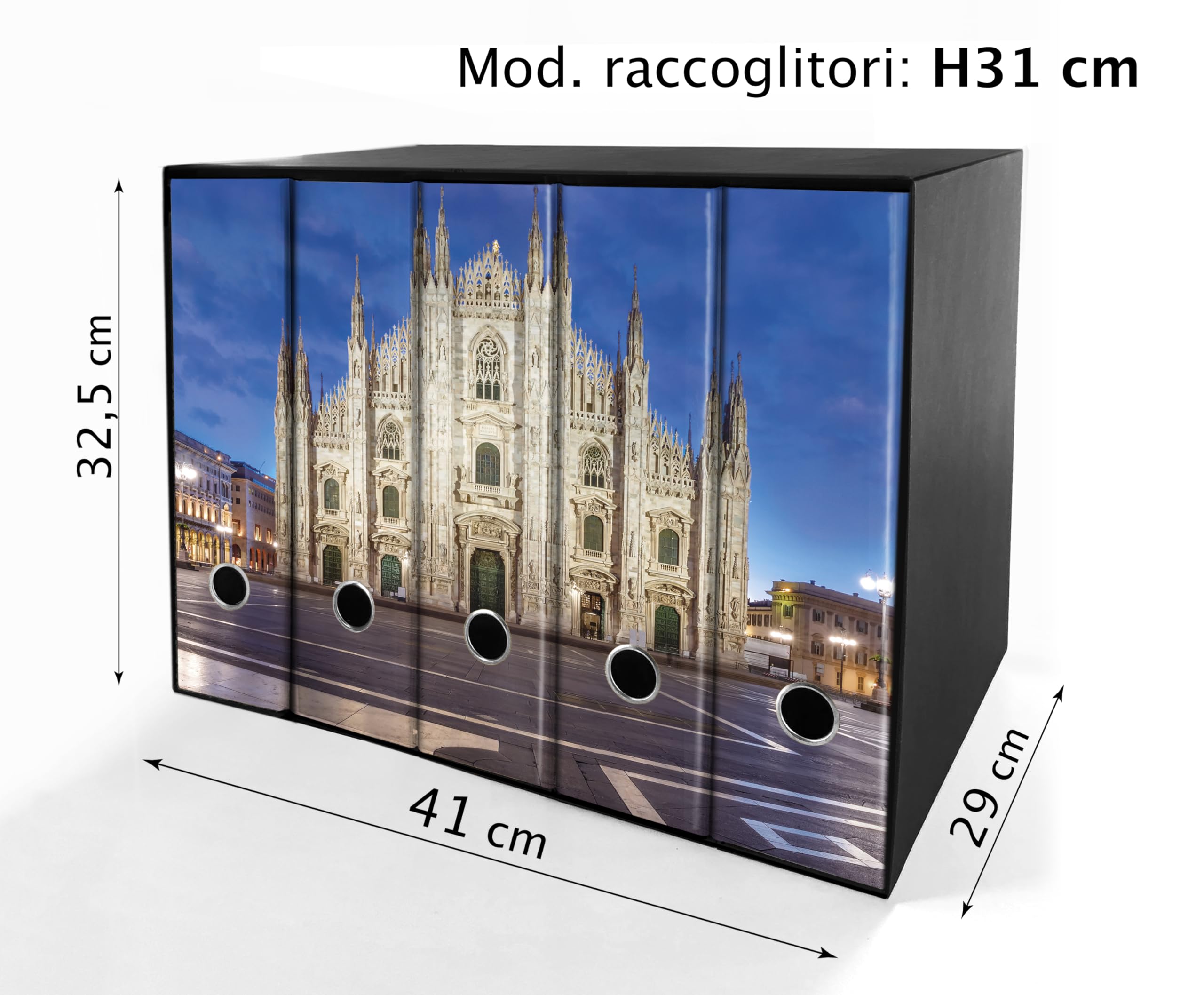 Set da 5 raccoglitori ad anelli DUOMO DI MILANO A COLORI - Faldoni SHAREPRINTING (H31 con 2 anelli)