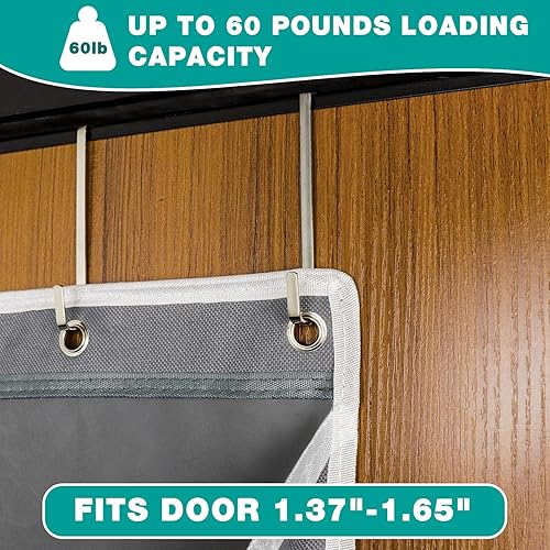 Miniatura 5 de Zapatero para colgar sobre la puerta para 16 pares, organizador de zapatos colgante a prueba de polvo sobre la puerta, organizador de zapatos con