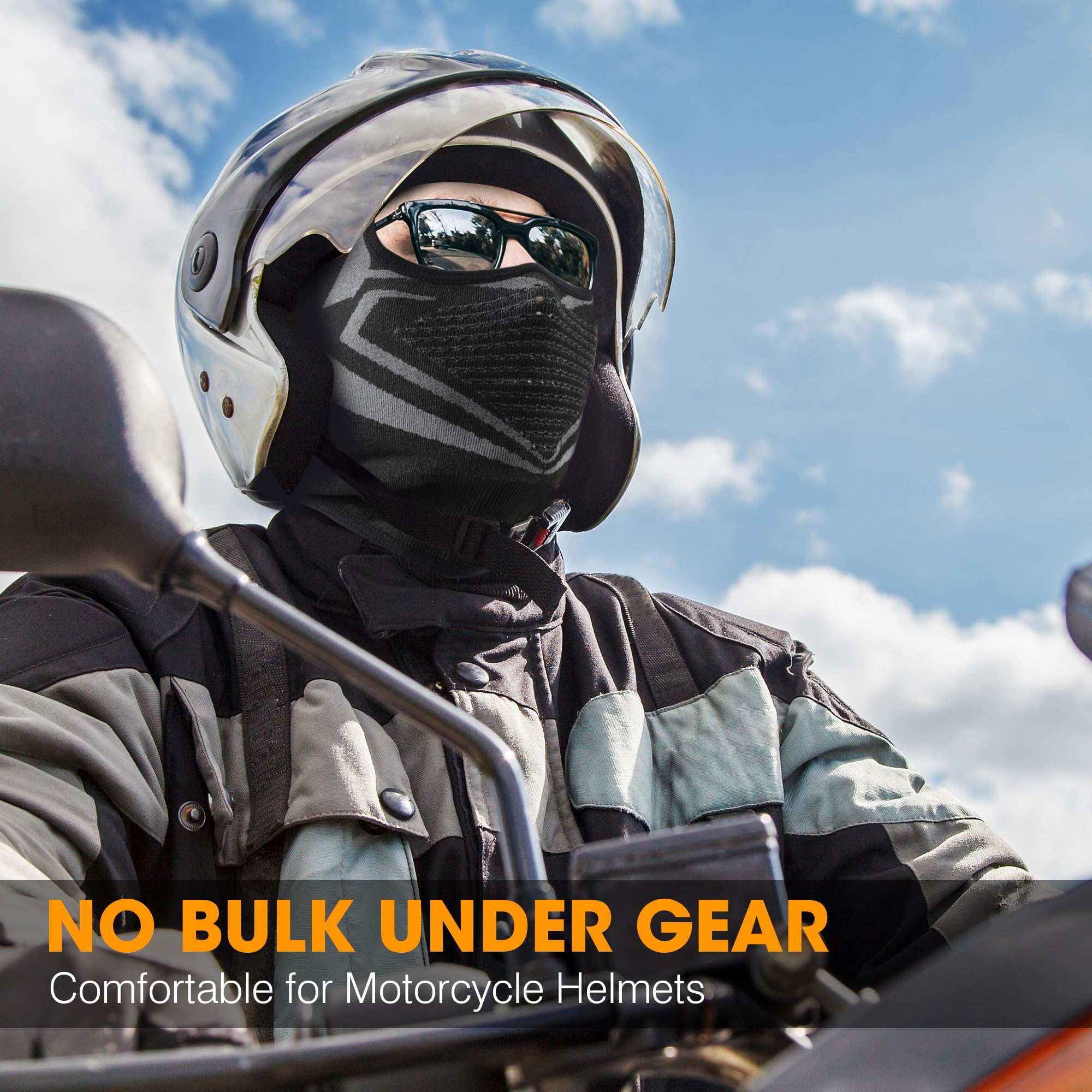 WTACTFUL Kominiarka motocyklowa na lato, oddychająca, pełnotwarzowa, maska motocyklowa, dla mężczyzn i kobiet, na zimę, rower, snowboard, krótka, czarna