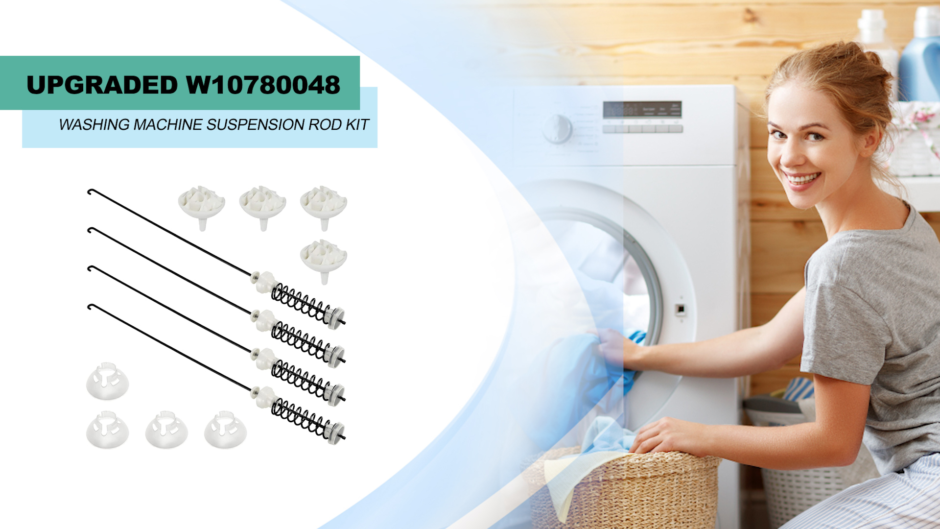 Kit Aste Sospensione Lavatrice W10780048 Per Whirlpool, Kenmore, Maytag, Amana, Cabrio