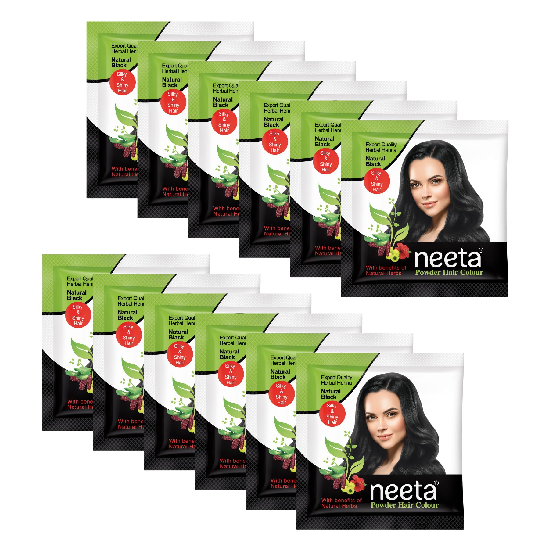 Neeta Powder Hair Colour, Henna Based Hair Color Natural Black 5g Pack of 12, Silky Soft and Shiny Hair Colour with Benefits of 5 Natural Herbs-picture-24