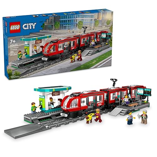 LEGO City Tren de Calle y Estación - Conjunto de Construcción de Tren de Juguete para Jugar y Imaginar, Edades 7+, - Ideas de Regalo para Cumpleaños de Niños y Niñas - 60423