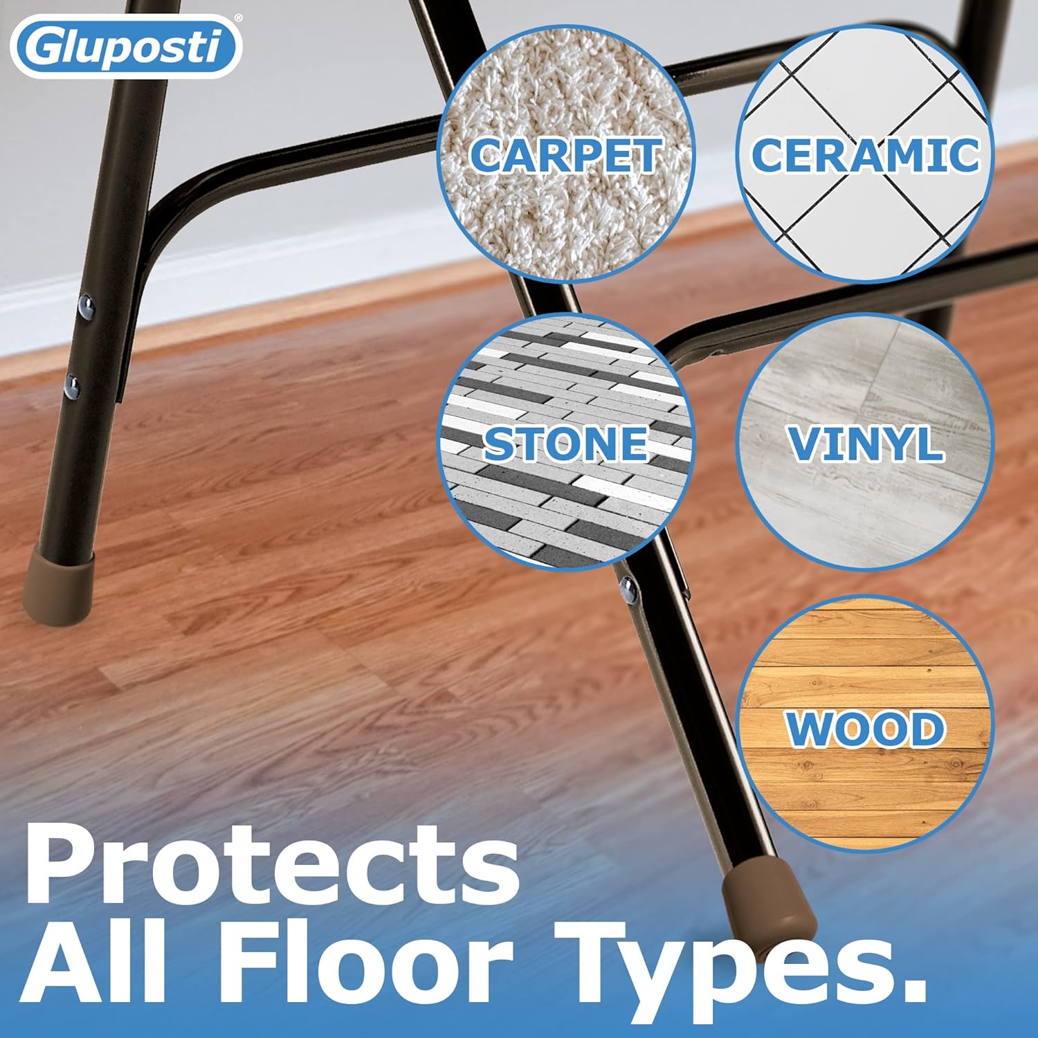 Folding Chair Leg Caps Beige 7/8 Inch - Heavy Duty Nylon Chair End Caps, Non-Marring Round Hardwood Floor Protectors, Compatible Replacement Plugs for Metal and Padded Folding Chairs Tips (12 Pack)