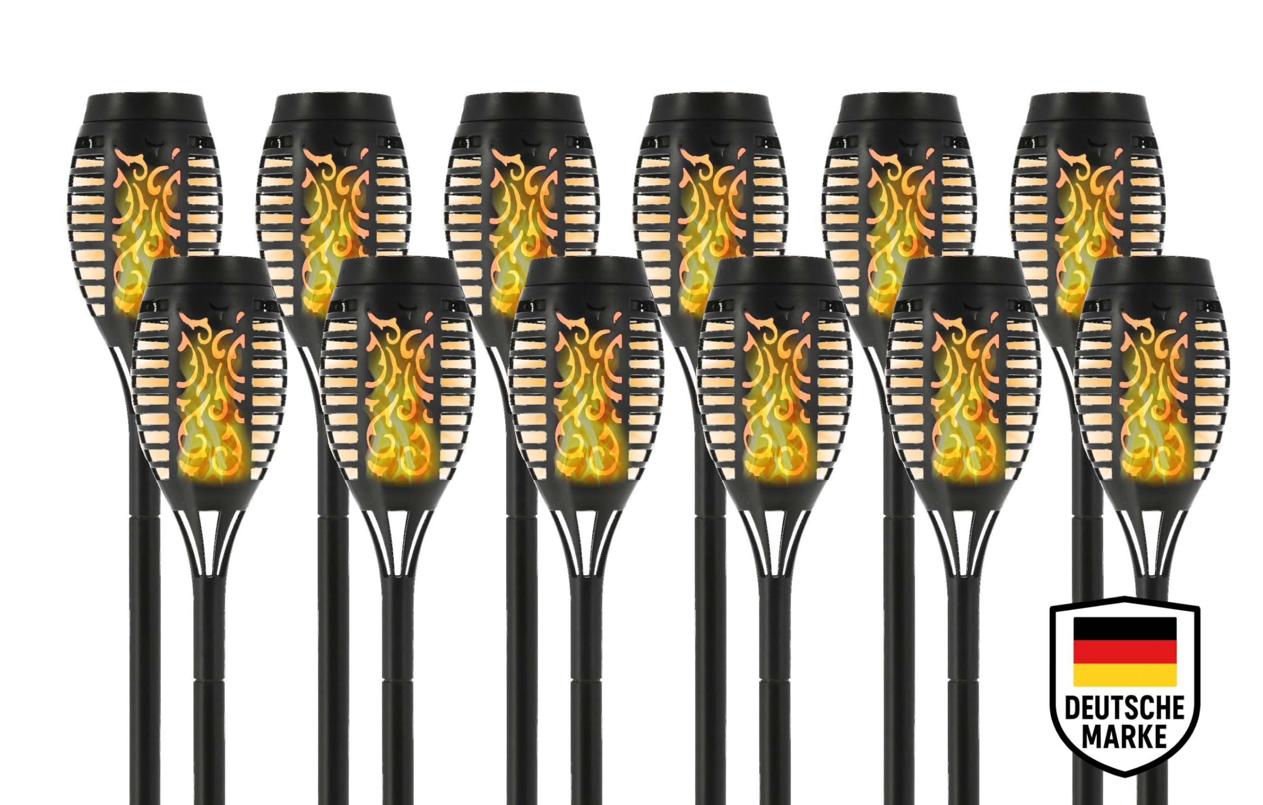 Solarlampe für Außen Gartenfackel mit realistischem Flammeneffekt 51cm Wasserdicht Solarleuchte Solar für Garten Balkon Deko Beleuchtung (12 Stück)