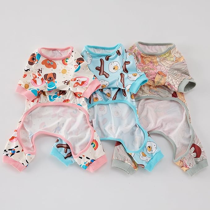 3 Pack Pijamas para Perros Pequeños y Medianos - Poliéster, Cómodos, Anti-Arrugas (Medium, Multicolor) miniatura 2
