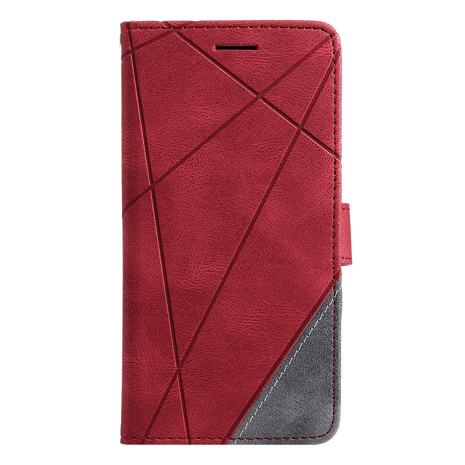 SONWO Case for Galaxy J7 Prime/Galaxy On 7 Case, Premium Leather Flip Wallet Case Magnetic Closure Card Slots Kickstand Phone Case for Galaxy J7 Prime/Galaxy On 7, Red - Image 2
