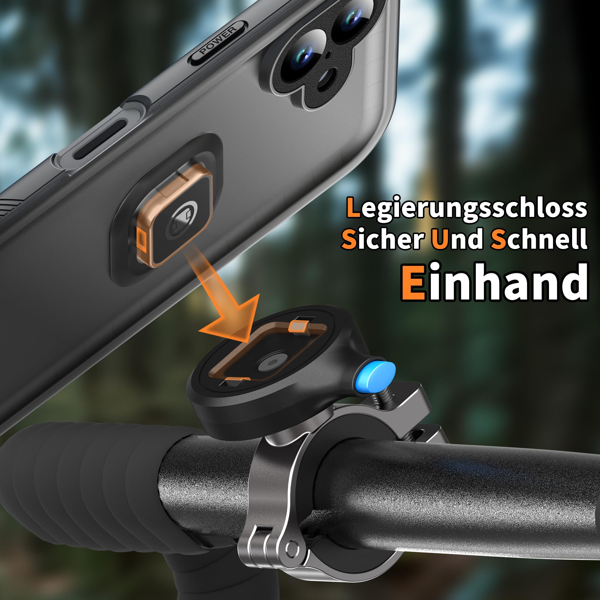 Cozycase Handyhalterung Fahrrad für iPhone 14 Wasserdicht - 【EIN Knopf Entriegeln+Automatisches Schloss】 Bike Phone Holder/Mount Handy Halterung Motorrad Lenker Rennrad Scooter eBike MTB Waterproof