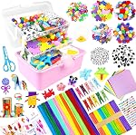 BNUZEIYI Arts et fournitures d'artisanat pour enfants 3-Layered Craft Box pour enfants avec nettoyeurs de tuyaux DIY Accueilécole Fournitures Matériel Jouets Cadeaux pour les enfants, filles & Garçons de 4 à 8 ans, de 8 à 12 ans, bleu