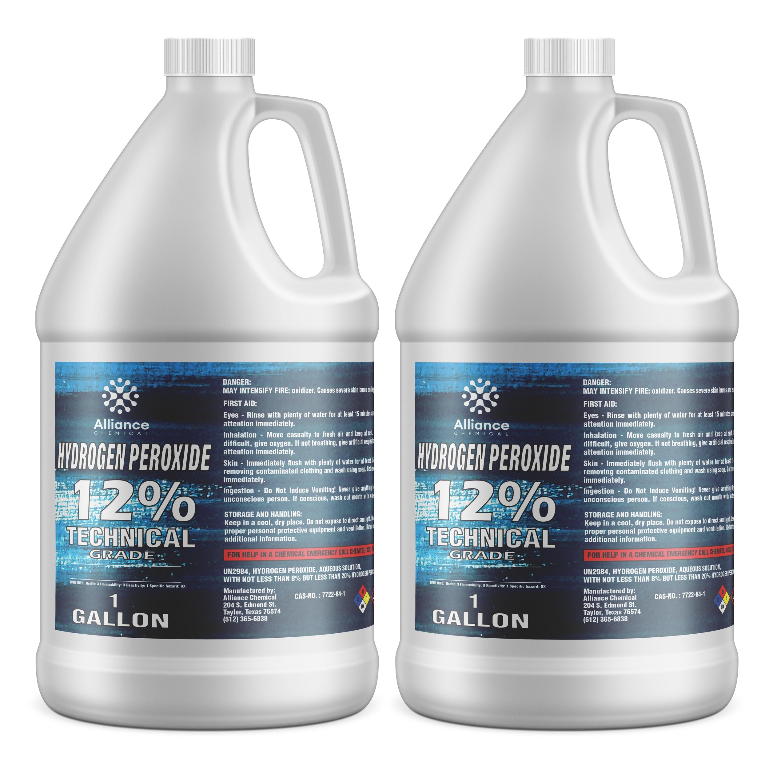 Hydrogen Peroxide 12% Technical Grade - 2 Gallons – for Industrial Cleaning, Oxidation, Chemical Processing, Textile Bleaching, and Wastewater Treatment
