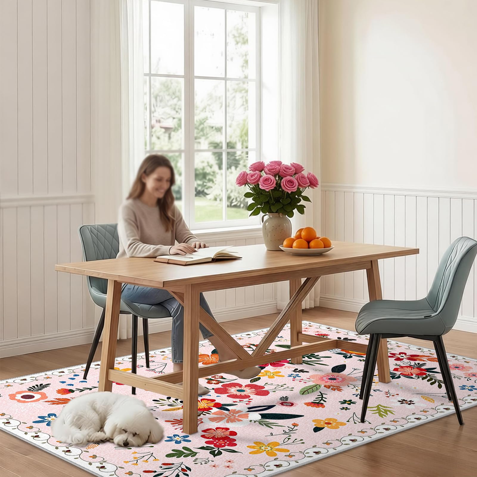 Dywany do salonu, duży dywan do sypialni, nadaje się do prania, 170 x 210 cm, antypoślizgowy dywan do jadalni, kuchni, wejścia, do wewnątrz, wycieraczka do salonu, pokoju dziecięcego, korytarza