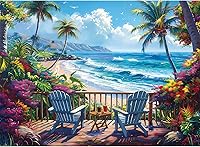 WSCXSC 500 Piece Jigsaw Puzzle for Adults - Seaside Coastal Scene, Perfect Interlock, Letters on Back, Dust-Free Pieces, 1:1 Poster Gift for Seniors