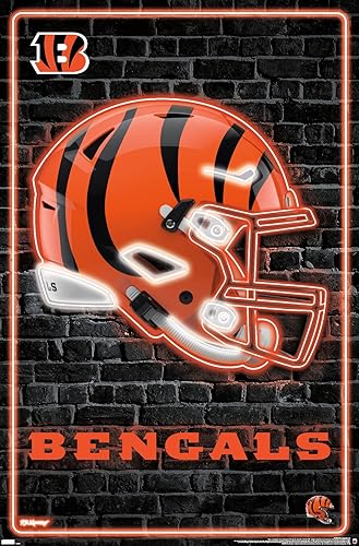 Trends International NFL Cincinnati Bengals - Póster de pared con casco neón 23, 34 pulgadas de largo x 22.4 pulgadas, versión sin marco