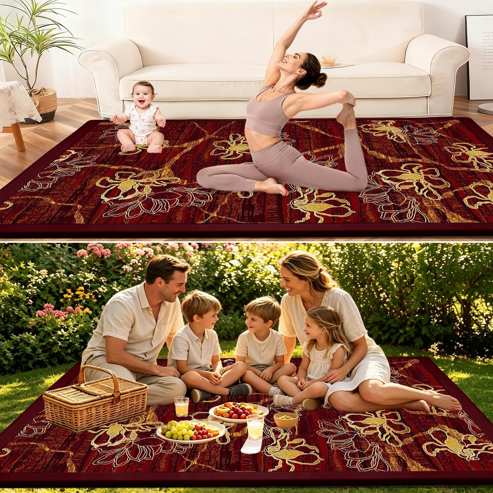Tappeto Gioco per Bambini e Neonati Tappetino per Gattonare per la cameretta del Bambino Extra Spesso 2 CM per Creare Un'area di Gioco Sicura per i più Piccoli 50 x 180cm