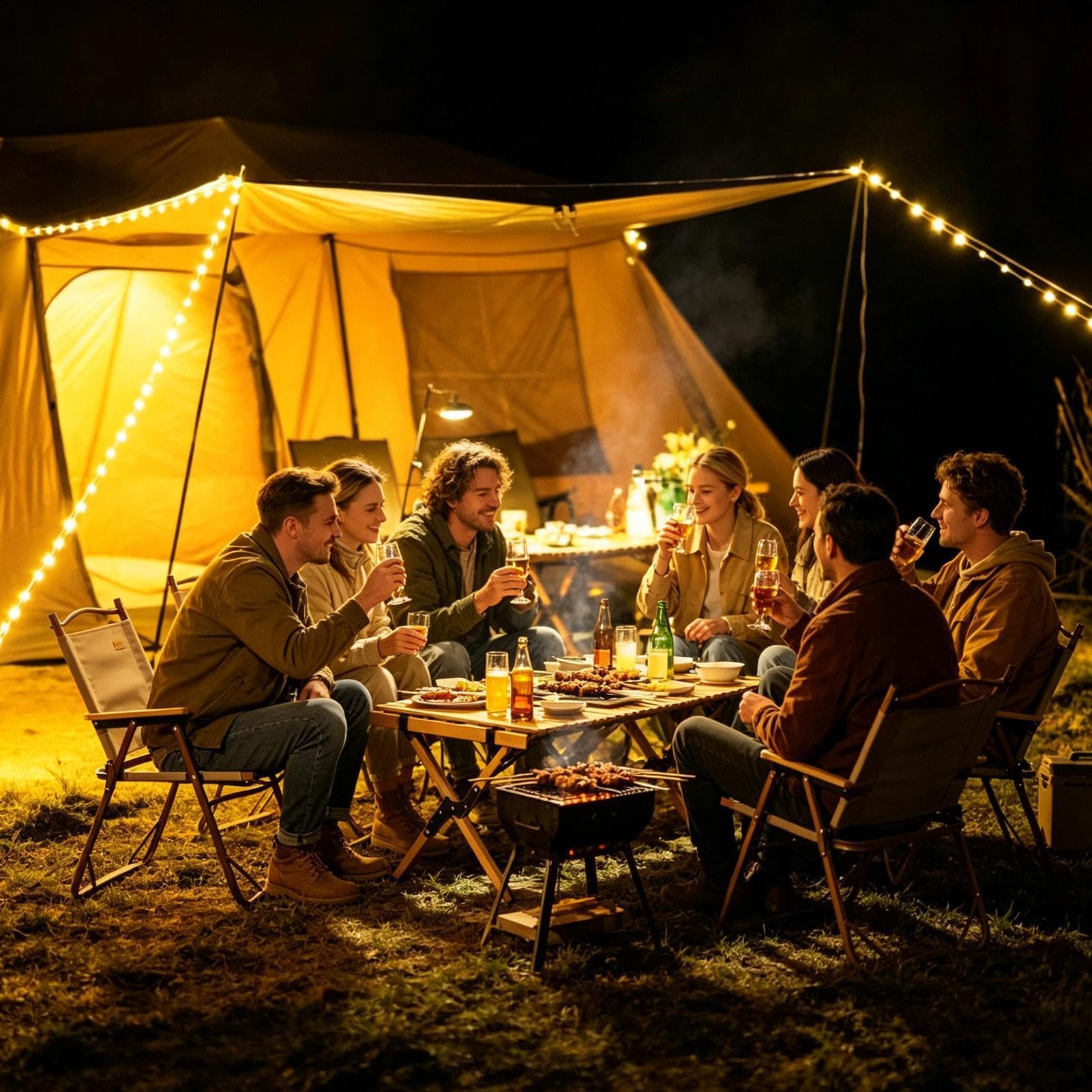 Guirlande Lumineuse pour le Camping 2600mAh avec Crochet 20 m Rechargeable