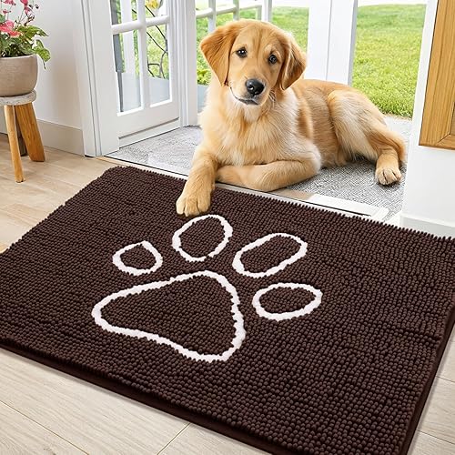 Miniatura 15 de Smiry Tapete para puerta de perro para patas fangosas, absorbente que atrapa la suciedad, antideslizante, de secado rápido, lavable, tapete de