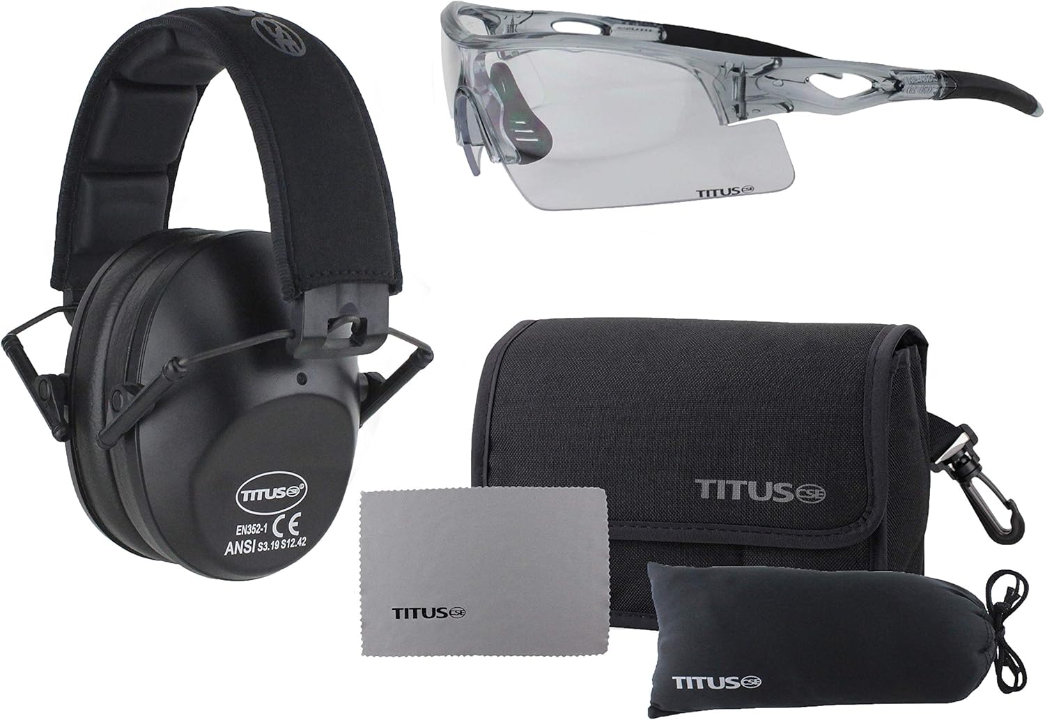 TITUS Slim-line Earmuffs and Safety Glasses Combo Pack