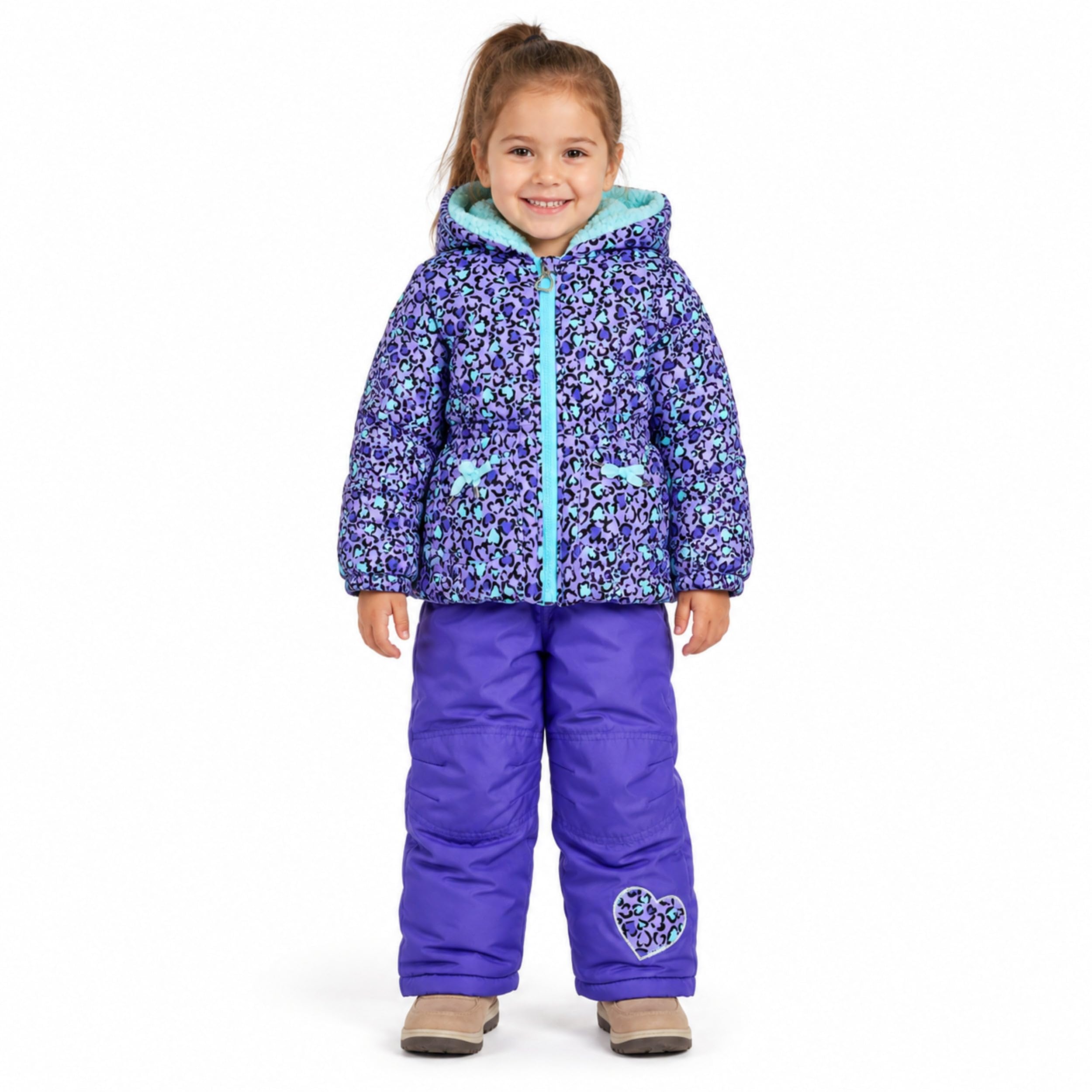 Arctic Quest Girls' Bib Snow Pants and Ski Jacket Water-resistant Snowsuit for Kids Winter Jacket for Girls Hooded