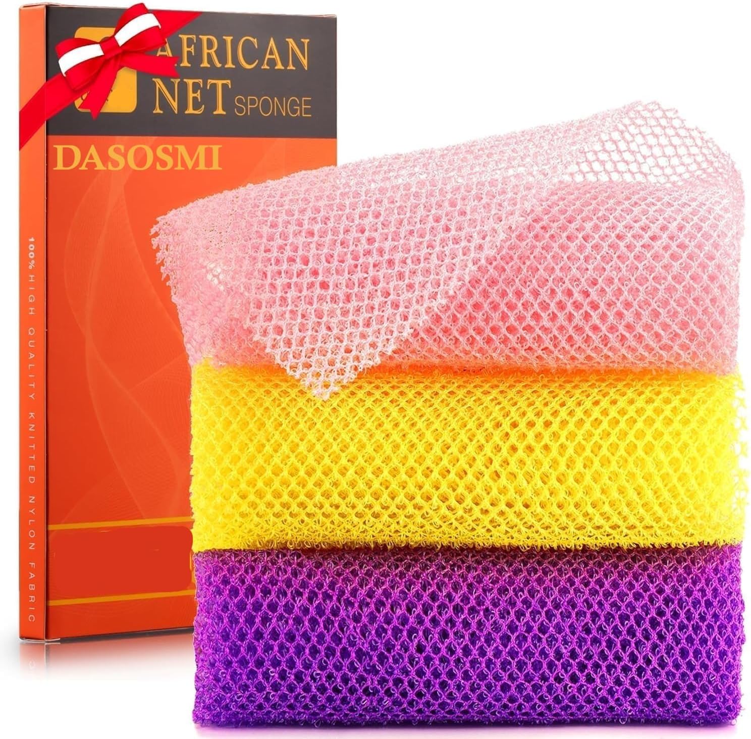 DC 2 Pieces African Net Sponge Cloth, Exfoliating Body Scrubber, Back Scrubber For Shower Bath, Body Scrub Exfoliator For Women & Men Bathing Accessories