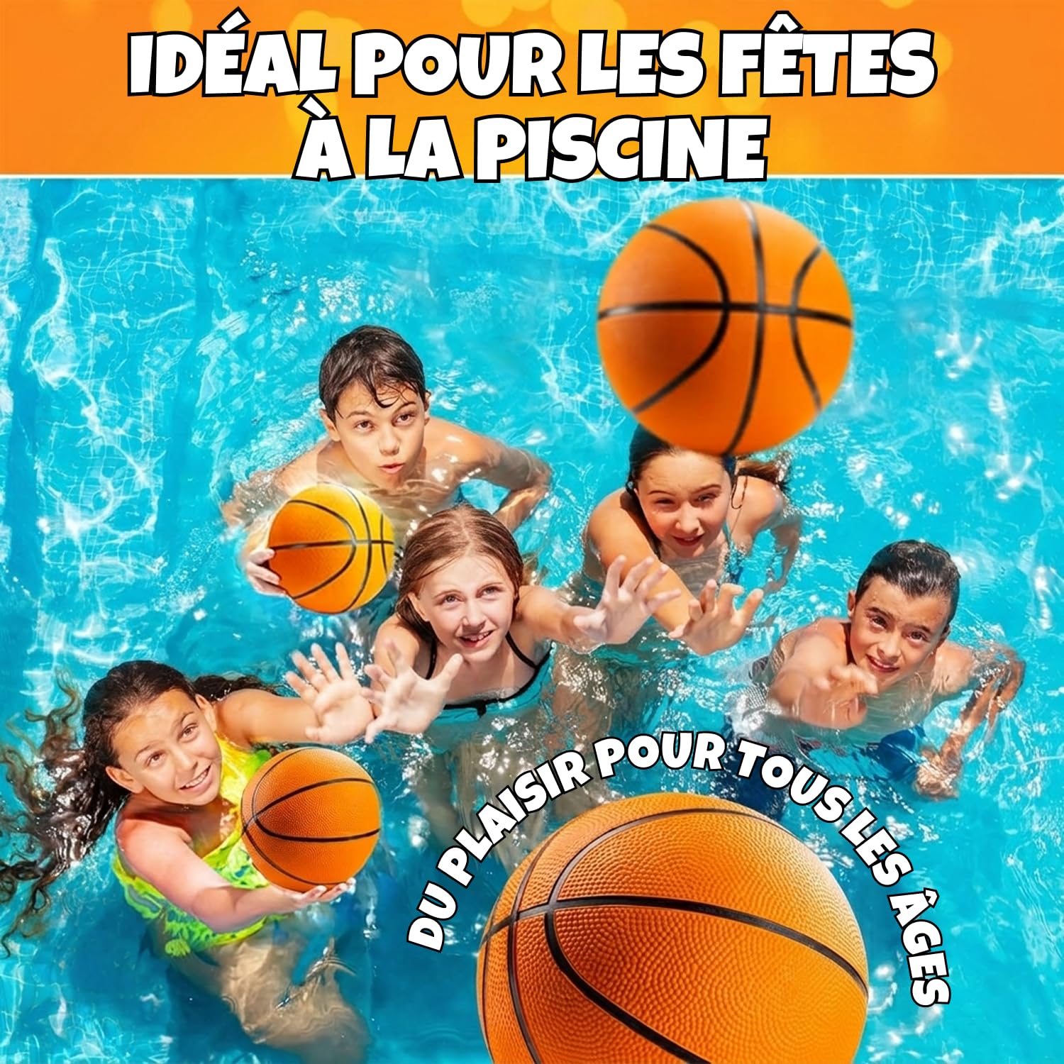 Bedwina Mini Ballons de Basket (Lot de 2 ou 4) - Caoutchouc 17,8 cm, Taille 3, Mini Panier de Basket pour Petits paniers, fêtes à la Piscine, intérieur/extérieur, Cadeau d'anniversaire, Jeux d'arcade