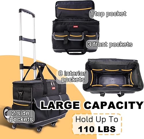 Miniatura 5 de Bolsa de herramientas con ruedas - Carro de aleación de aluminio para electricista y HVAC