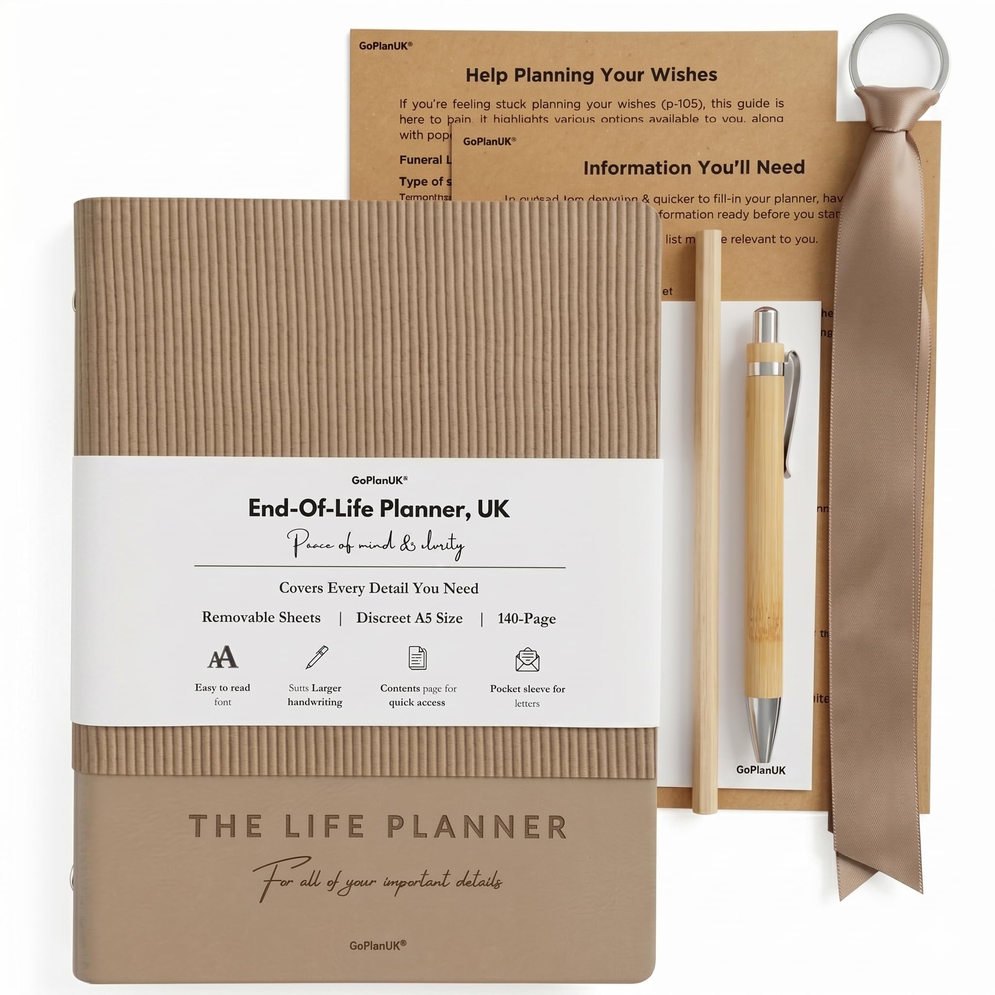 GoPlanUK End Of Life Planner - I’m Dead Now What Book - UK Edition | Timeless Organiser File | Plan What To Do When You’re Gone, Important Details & Final Wishes | A5, 140-Page