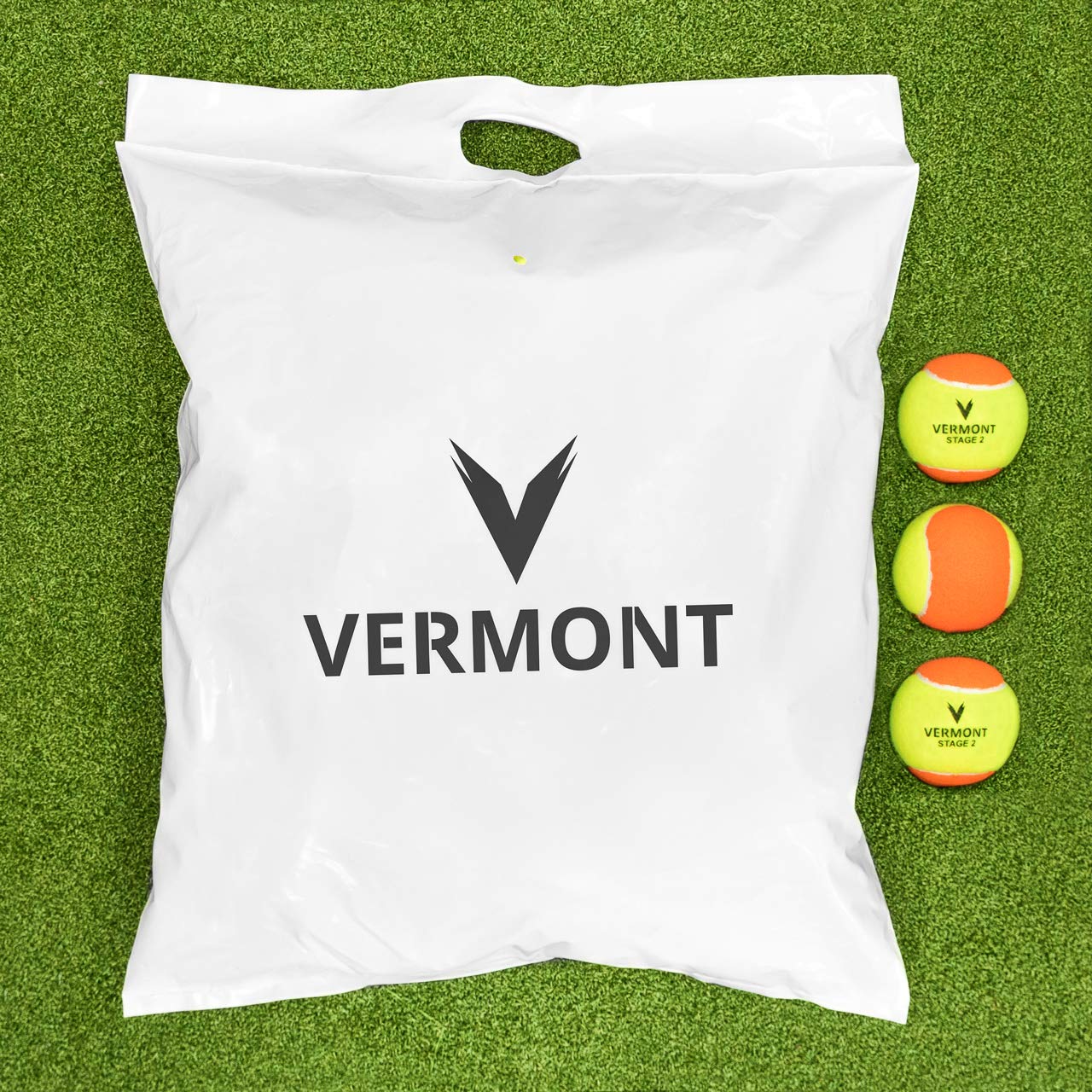 Vermont Piłki tenisowe | Piłki do tenisa treningowego – zatwierdzone przez ITF mini piłki do tenisa na wszystkich powierzchniach kortów [kupuj zbiorczo] (mini pomarańczowe (etap 2), wkład z 60 piłkami (bez wiadra))
