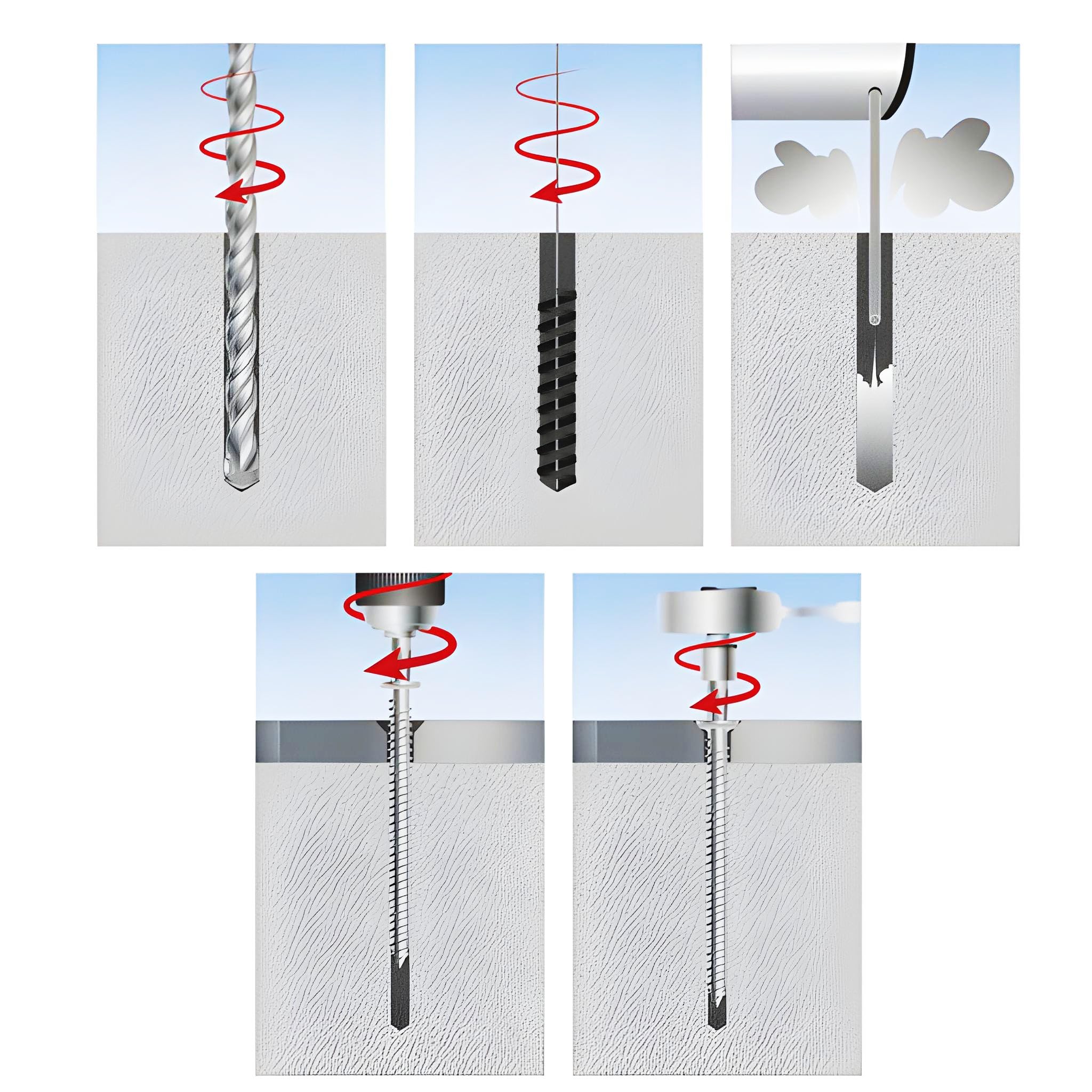 Bricoloco Tornillo para fijación directa al hormigón con cabeza avellanada, rosca Hi-Lo y huellaTX. Tornillo directo hormigón Acero cementado cincado. (100, 7,5x135mm)