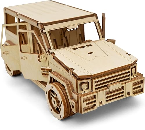 Miniatura 1 de CG Games - Rompecabezas de madera 3D, kit de modelo de automóvil RoverPlex F9 Jeep. Kit de bricolaje de vehículos de autoconstrucción, modelos de